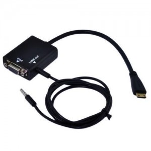 Convertor activ HDMI tata la VGA mama, video + sunet, cablu 10cm (din laptop cu HDMI in monitor cu VGA)
